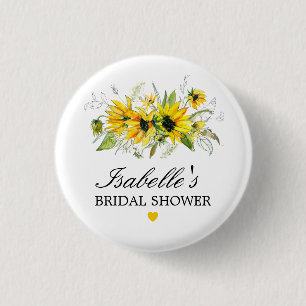 Rustieke Gele Zonnebloem Bruiloftsfeest Ronde Button 3,2 Cm