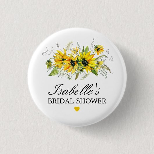 Rustieke Gele Zonnebloem Bruiloftsfeest Ronde Button 3,2 Cm (Voorkant)