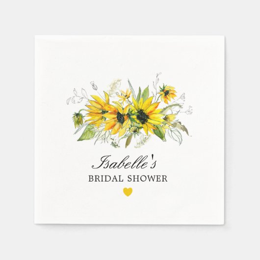 Rustieke Gele Zonnebloem Bruiloftsfeest Servet (Voorkant)