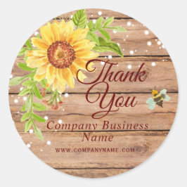 Rustieke gele zonnebloem business dank u ronde sticker
