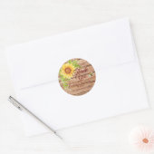 Rustieke gele zonnebloem business dank u ronde sticker (Envelop)