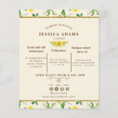 Rustieke Gele Zonnebloem Watercolor Flyer (Achterkant)