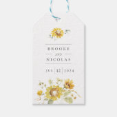 Rustieke Gele Zonnebloem Waterverf Bruiloft Cadeaulabel (Voorkant)