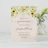 Rustieke Gele Zonnebloem Waterverf Quinceanera Kaart (Staand voorkant)