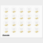 Rustieke Gele Zonnebloem Waterverf Wedding Classic Ronde Sticker (Vel)