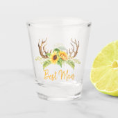 Rustieke gele zonnebloemen groen gewei beste man shot glas (Voorkant)