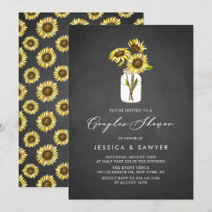 Rustieke Gele Zonnebloemen Mason Jar Couples Douch Kaart