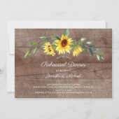 Rustieke gele zonnebloemen repetitie diner kaart (Voorkant)