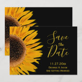 Rustieke Gele Zwarte Zonnebloem Save The Date (Voorkant / Achterkant)