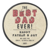 Rustieke Gelukkige Vaderdag Beste Pap Typografie P Hockey Puck (Voorkant)