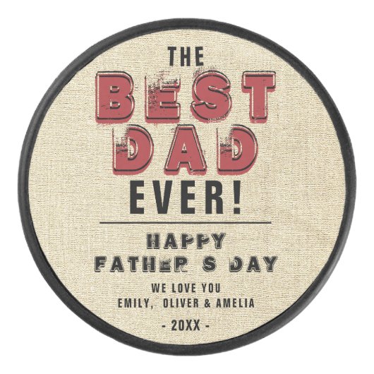 Rustieke Gelukkige Vaderdag Beste Pap Typografie P Hockey Puck (Voorkant)
