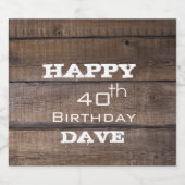 Rustieke Gelukkige Verjaardag 30ste 40ste 50ste Fe Sparkling Wijnetiket (Enkel label)