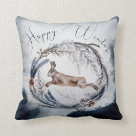 Rustieke Gelukkige Winter Krans Konijn Huis Decora Kussen