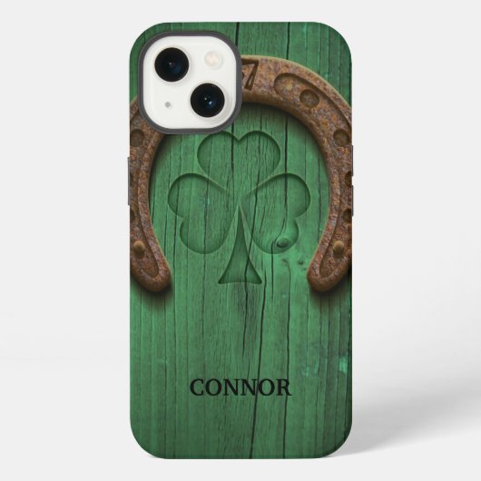 Rustieke Geluks Hoefijzer Iers Gepersonaliseerd iPhone Hoesje (Achterkant)