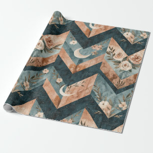 Rustieke geometrische bloem met halvemaan cadeaupapier