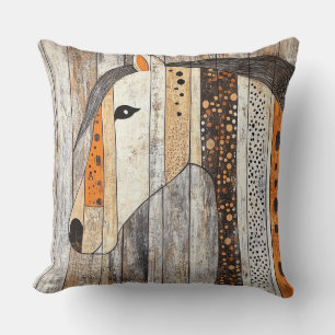 Rustieke geometrische boho houtnerf paard kussen