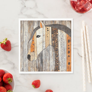 Rustieke geometrische boho houtnerf paard servet