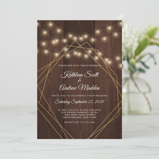 Rustieke geometrische bruiloft uitnodiging (Staand voorkant)