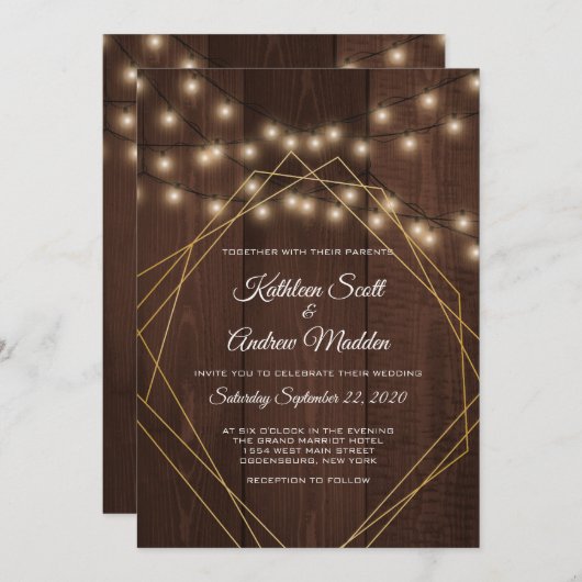 Rustieke geometrische bruiloft uitnodiging (Voorkant / Achterkant)