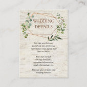 Rustieke geometrische eucalyptus berk bruiloft det informatiekaartje (Voorkant)