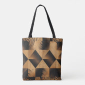 Rustieke geometrische houten geruite patroon tote bag (Achterkant)