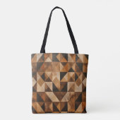 Rustieke geometrische houten patroon op maat gemaa tote bag (Achterkant)