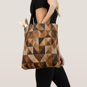 Rustieke geometrische houten patroon op maat gemaa tote bag
