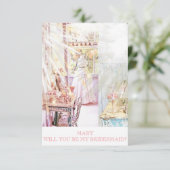 Rustieke gepersonaliseerde bruidsmeisje uitnodigin kaart (Staand voorkant)