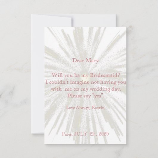 Rustieke gepersonaliseerde bruidsmeisje uitnodigin kaart (Achterkant)