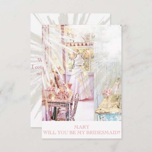 Rustieke gepersonaliseerde bruidsmeisje uitnodigin kaart (Voorkant / Achterkant)
