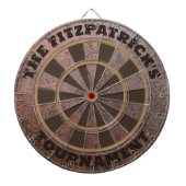 Rustieke gepersonaliseerde familienaam dartbord (Voorkant)