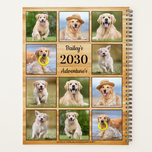 Rustieke gepersonaliseerde foto collage huisdier h planner (Achterkant)