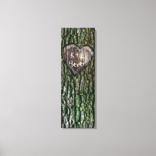 Rustieke gepersonaliseerde gesneden boom hart lief canvas afdruk