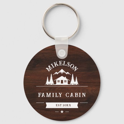 Rustieke gepersonaliseerde naam Family Cabin Sleutelhanger (Achterkant)