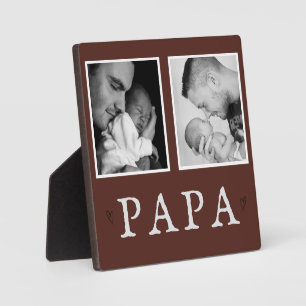 Rustieke gepersonaliseerde PAPA 2-foto plaque Fotoplaat
