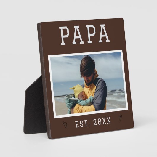 Rustieke gepersonaliseerde papa foto plaque fotoplaat (Voorkant)