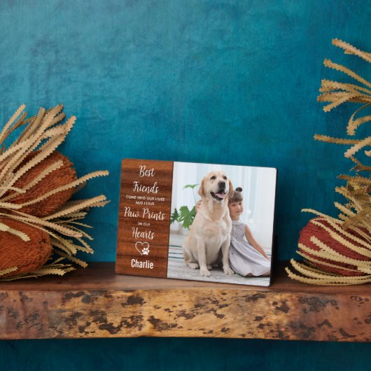 Rustieke Gepersonaliseerde Pootafdrukken Huisdierh Fotoplaat (Zijkant)