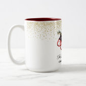 Rustieke gepersonaliseerde rode vintage kerst tweekleurige koffiemok (Links)