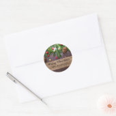 Rustieke gepersonaliseerde vrolijke kerst ronde sticker (Envelop)