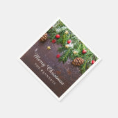 Rustieke gepersonaliseerde vrolijke kerst servet (Hoek)