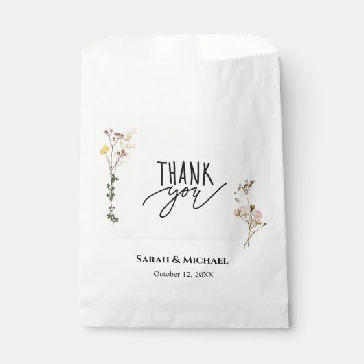 Rustieke geperste bloem Dank u bruiloft Bedankzakje (Voorkant)
