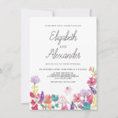 Rustieke geperste wilde bloemen achtertuin bruilof kaart (Voorkant)