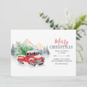 Rustieke geplakte rode vrachtwagen Kerstmis Feestdagenkaart (Staand voorkant)