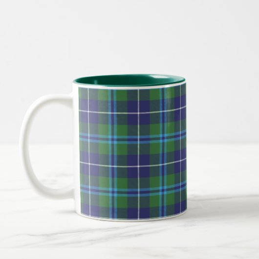 Rustieke geruite Clan Douglas Blauw Groene Tartan Tweekleurige Koffiemok (Links)