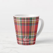 Rustieke geruite gepersonaliseerde script Kerstmis Latte Mok (Rechterhoek)