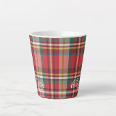 Rustieke geruite gepersonaliseerde script Kerstmis Latte Mok (Voorkant)