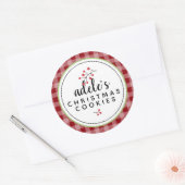 Rustieke geruite Kerst persoonlijk Ronde Sticker (Envelop)