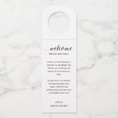 Rustieke geschenkmand Welkom op bruiloft Flessenhanger (Voorkant)