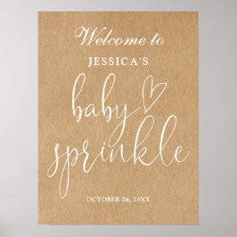 Rustieke geslachtsneutrale babysprinkle welkomstbo poster