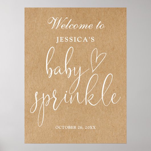 Rustieke geslachtsneutrale babysprinkle welkomstbo poster (Voorkant)